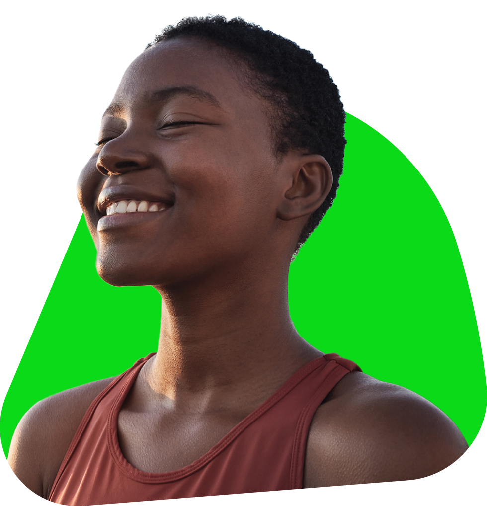 Happy woman in a car